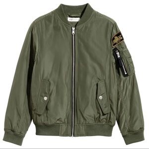 Boys H&M Padded Bomber Jacket Khaki Green Size 12-13 yrs